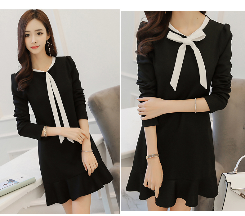 WD3863 Korea OL Dress Black