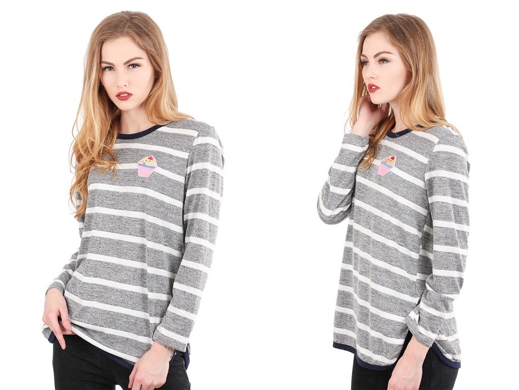 QA-300 Pretty Stripe Top White