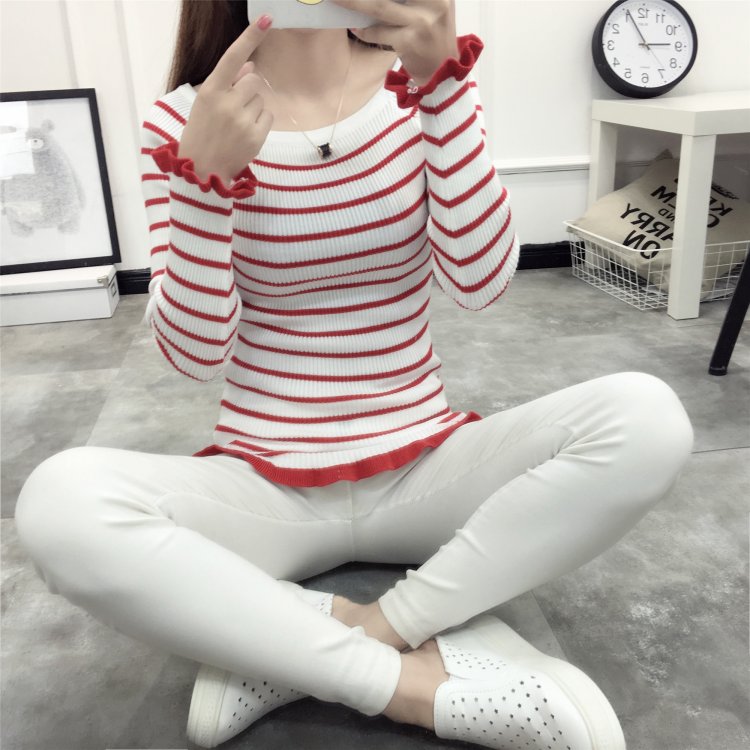 KF513 Long Sleeved Shirt Stripe Red