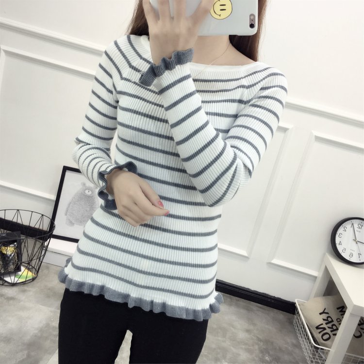 KF513 Long Sleeved Shirt Stripe Grey