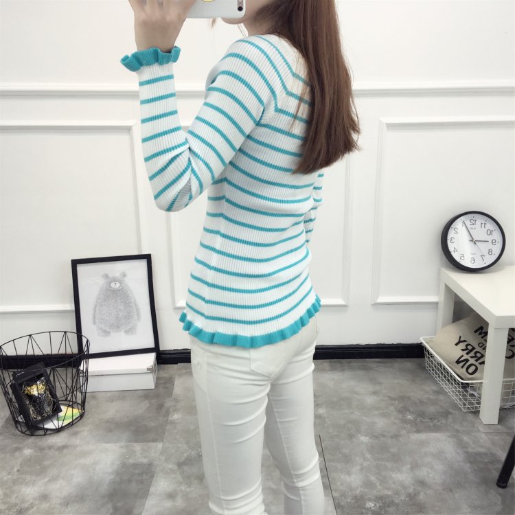 KF513 Long Sleeved Shirt Stripe Blue