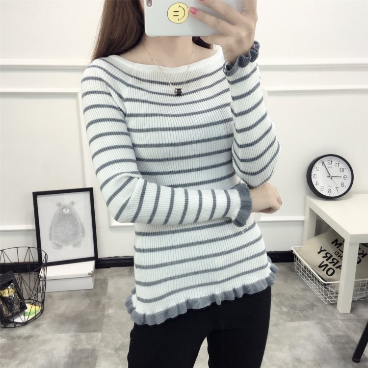 KF513 Long Sleeved Shirt Stripe Grey