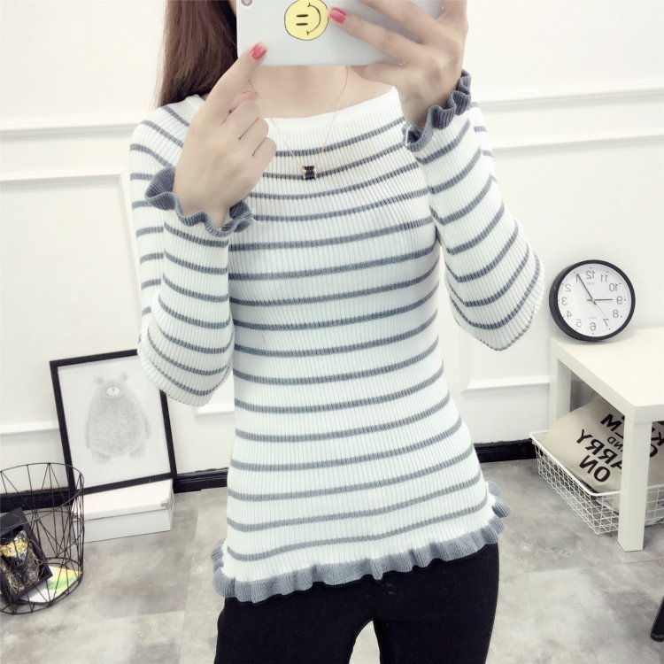 KF513 Long Sleeved Shirt Stripe Grey