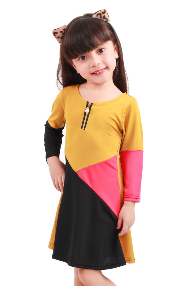 QA-235 Kids Cute Dress Mustard