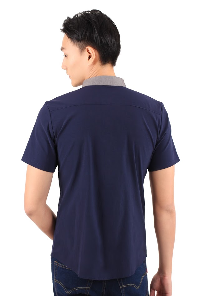 QA-237 Men Trendy Shirt Navy Blue