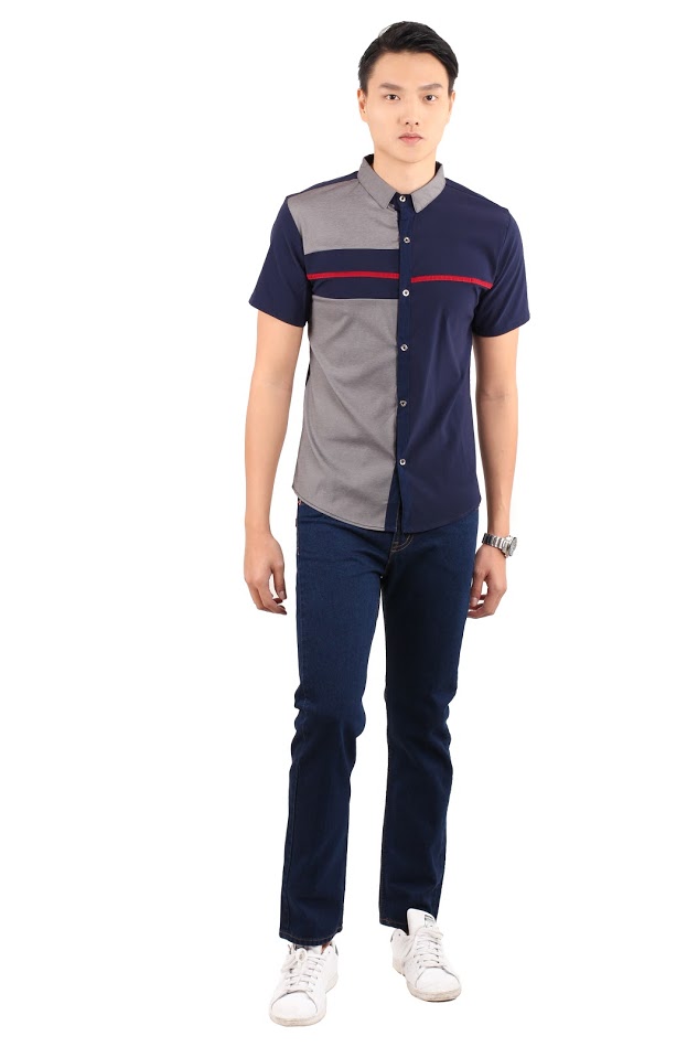 QA-237 Men Trendy Shirt Navy Blue