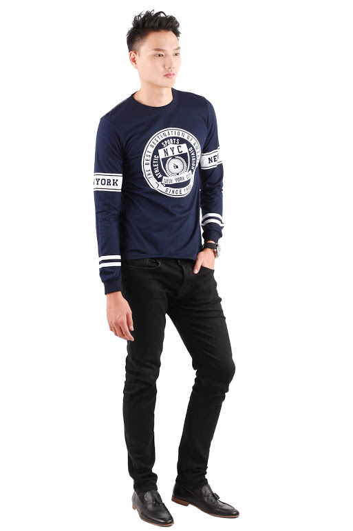 QA-303 Men Graphic T Shirt Navy Blue