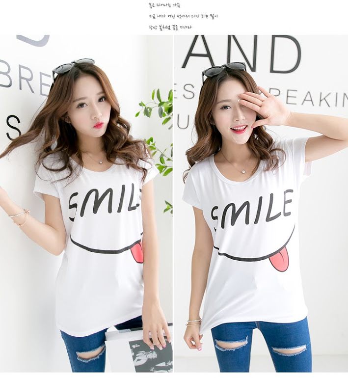 QA-305 Ladies Cute T Shirt Smile