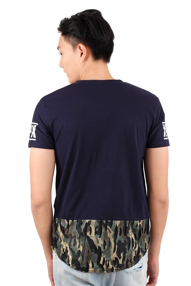 QA-321 Men V Neck T Shirt Navy Blue