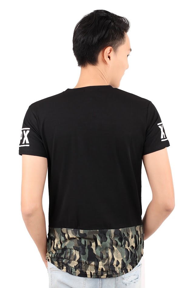 QA-321 Men V Neck T Shirt Black