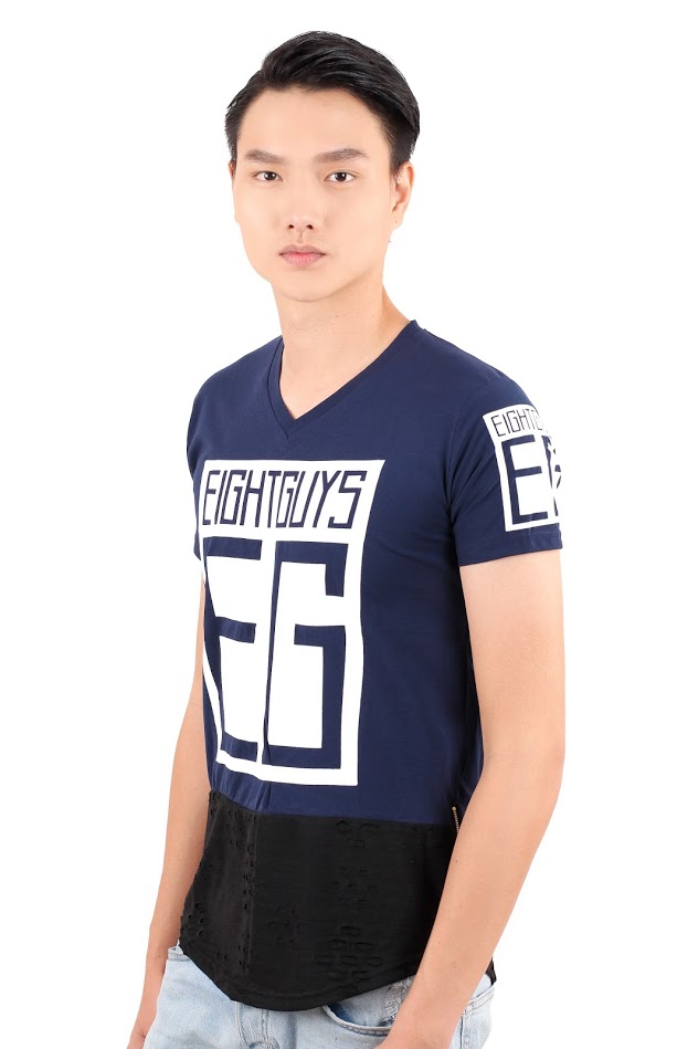 QA-322 Men Fashion T Shirt Navy Blue