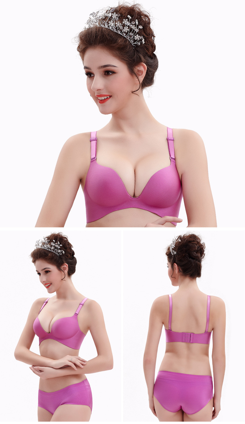 FW150 Soft Rims Seamless Bra & Panty Set-Purple