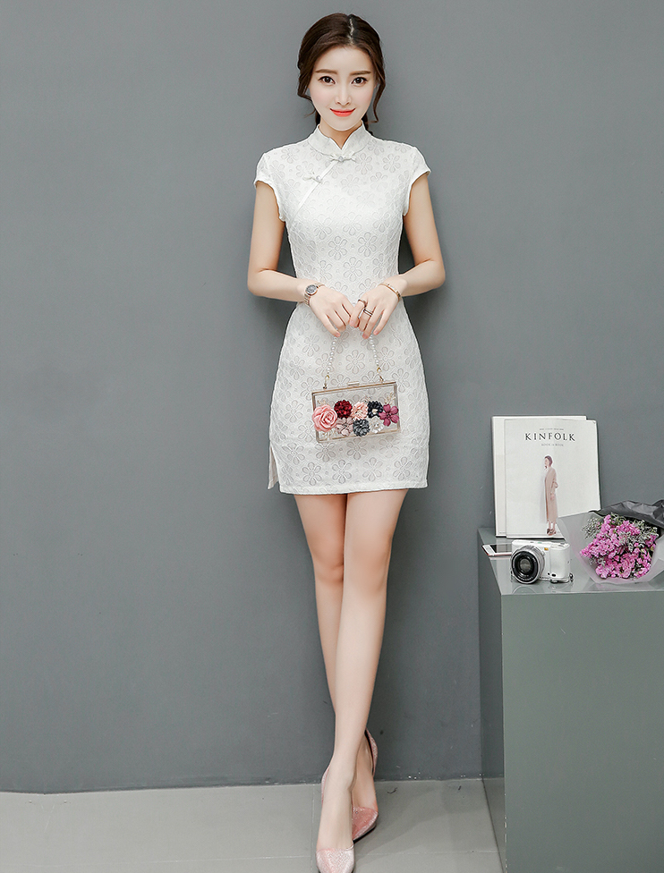 VW12188 Lovely Cheongsam White