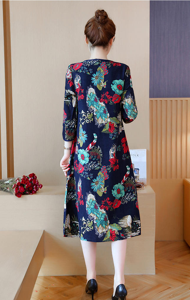 VW12208 Classic Floral Cheongsam Blue