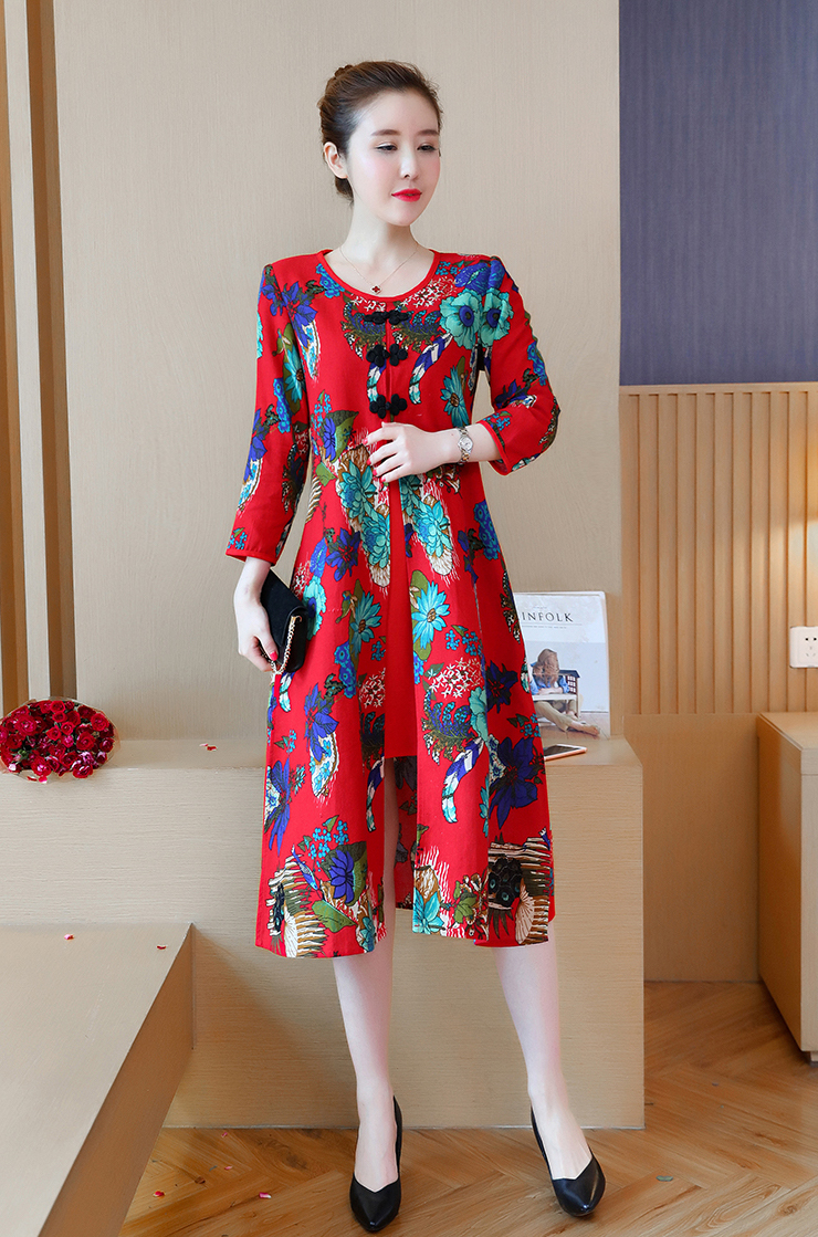 VW12208 Classic Floral Cheongsam Red