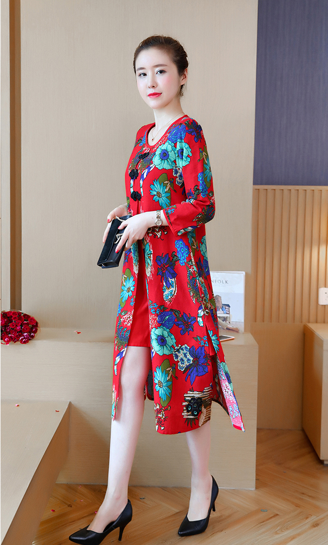 VW12208 Classic Floral Cheongsam Red