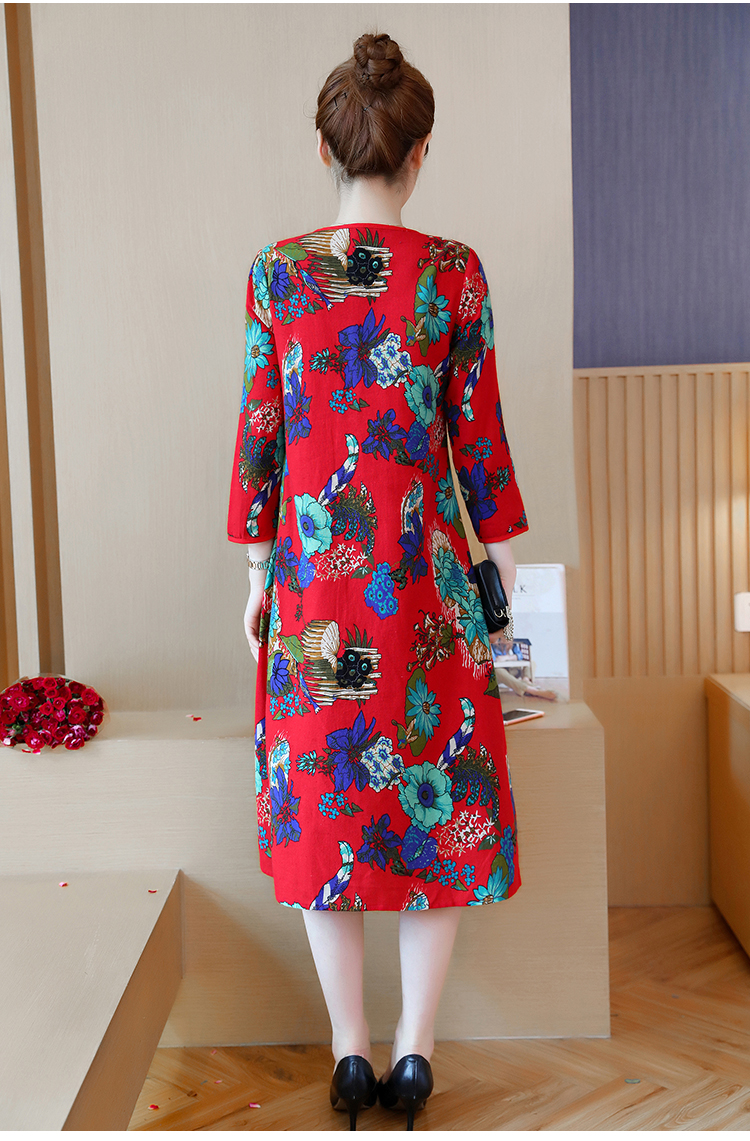 VW12208 Classic Floral Cheongsam Red