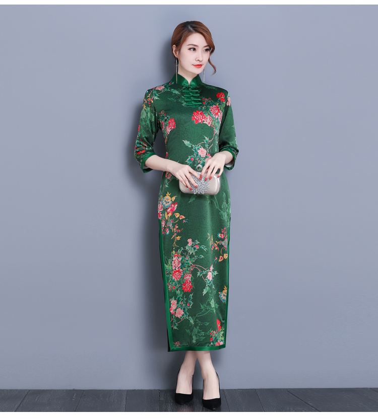 VW12213 Trendy Cheongsam Green