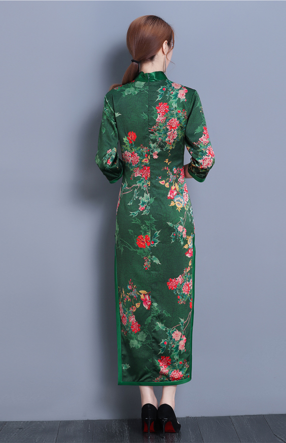 VW12213 Trendy Cheongsam Green