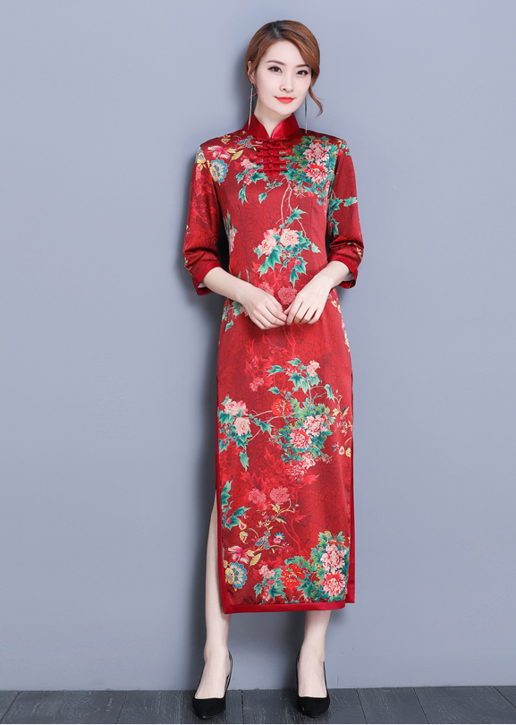 VW12213 Trendy Cheongsam Red