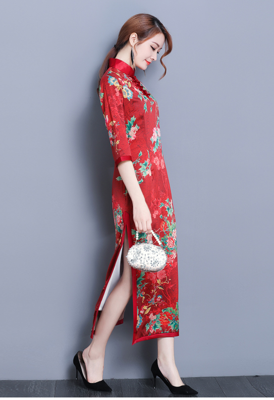 VW12213 Trendy Cheongsam Red