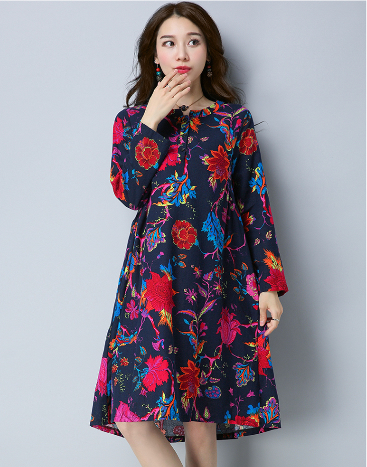 VW12216 Classic Cheongsam Dark Blue