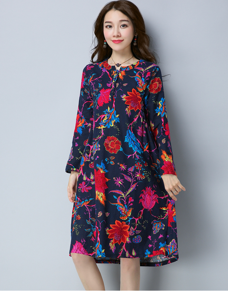 VW12216 Classic Cheongsam Dark Blue