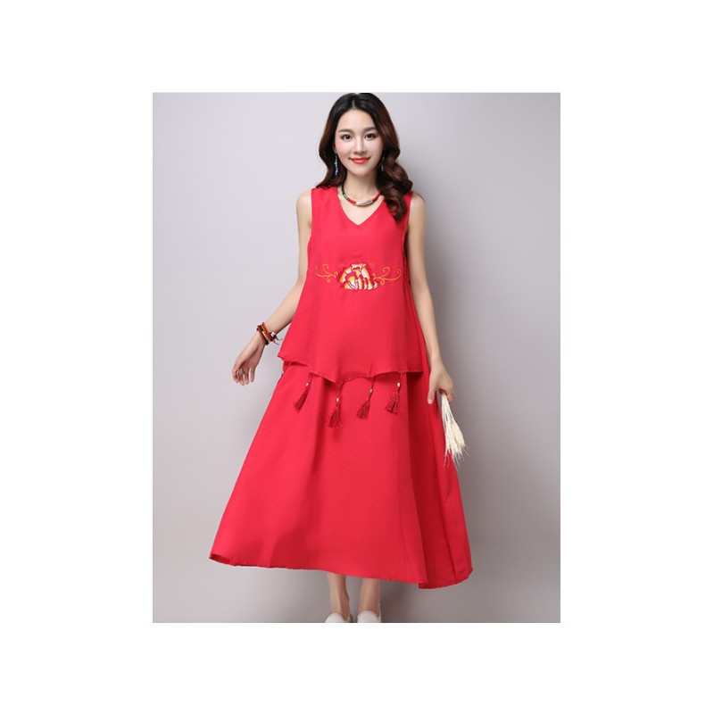 WD21041 Stylish Dress Red