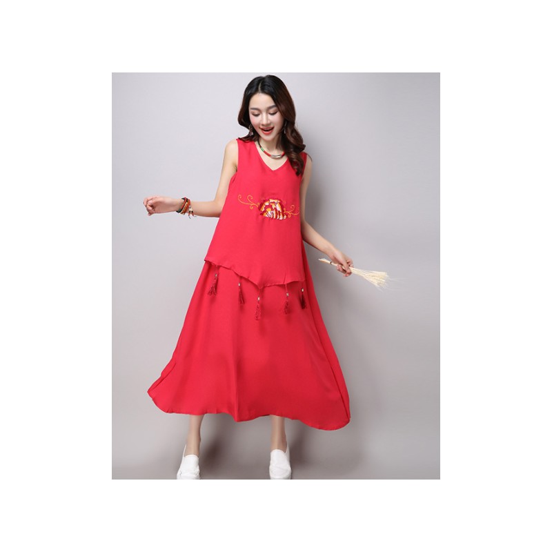 WD21041 Stylish Dress Red