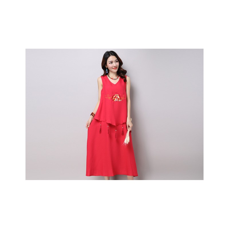 WD21041 Stylish Dress Red