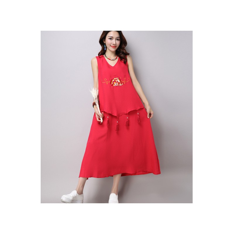 WD21041 Stylish Dress Red