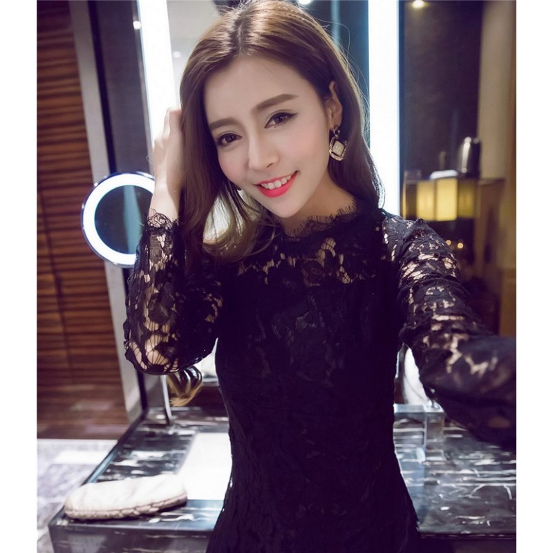 WD21068 Pretty Lace Dress Black