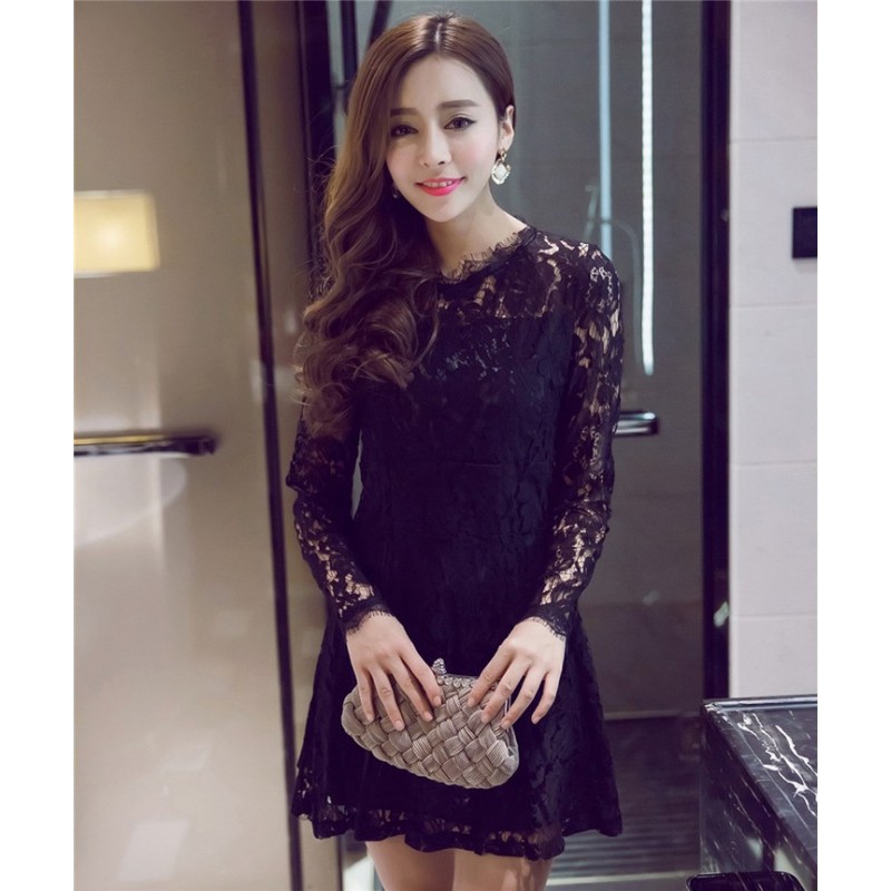 WD21068 Pretty Lace Dress Black