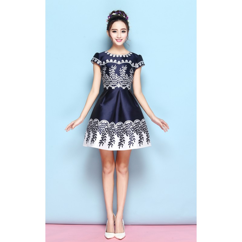 WD21069 Lovely Dress Dark Blue