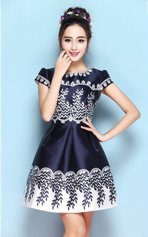 WD21069 Lovely Dress Dark Blue