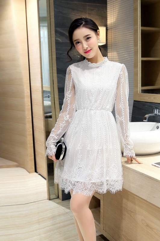 WD21012 Lovely Lace Dress White