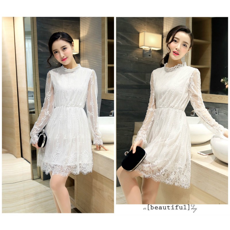 WD21012 Lovely Lace Dress White