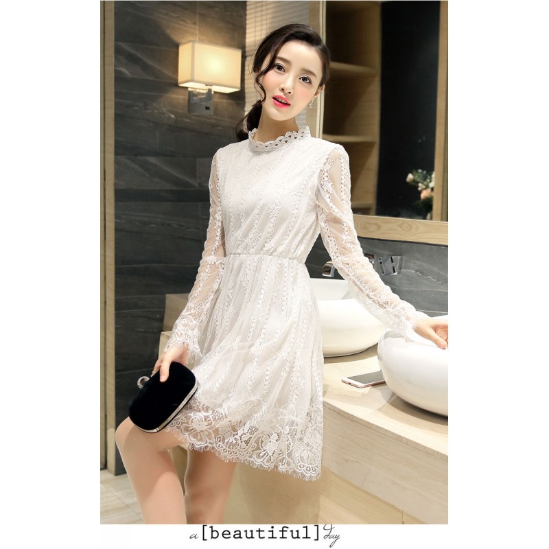 WD21012 Lovely Lace Dress White