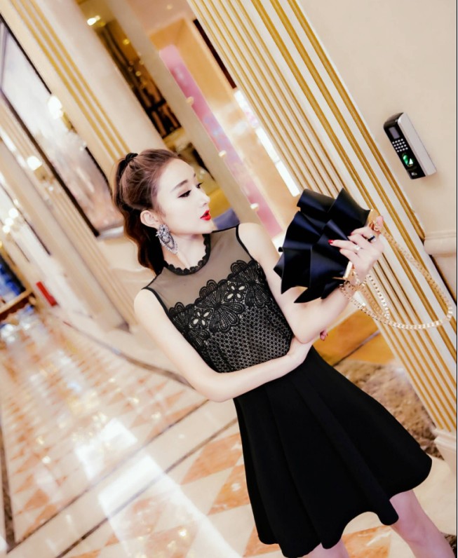 GW2181 Sexy Lace Dress Black