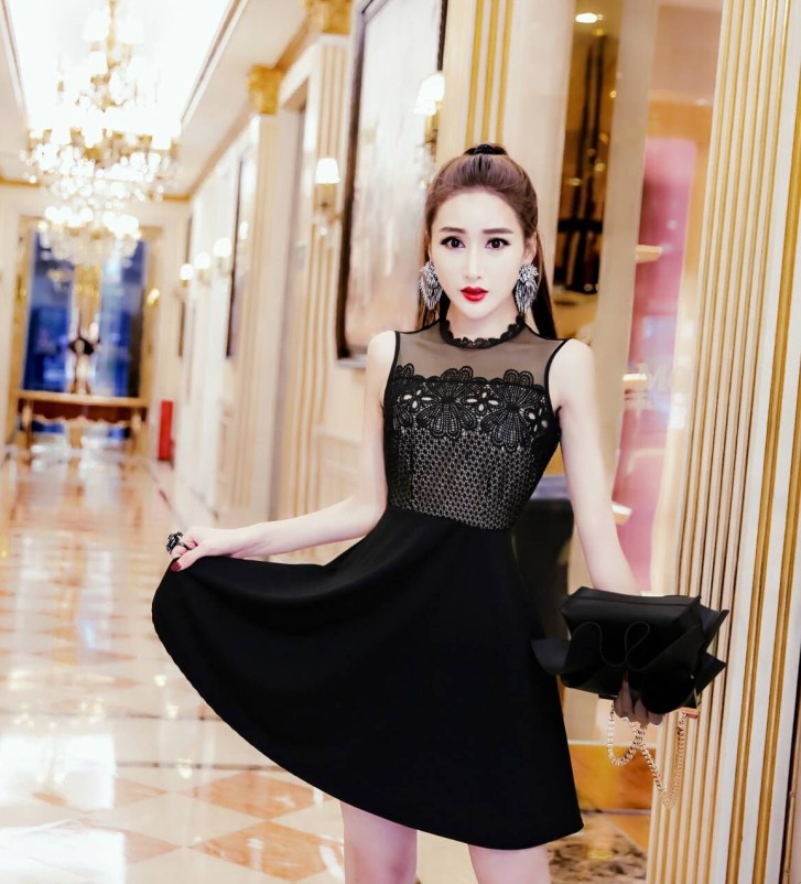 GW2181 Sexy Lace Dress Black