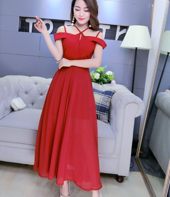 GW2212 Stylish Maxi Dress Red