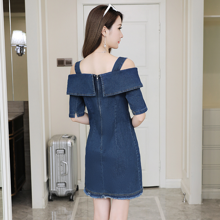 WD3867 Trendy Denim Dress Blue