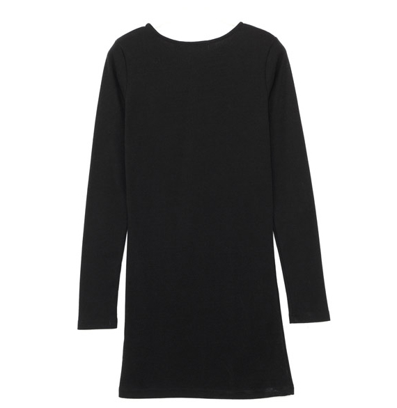 KF551 Stylish Long Sleeved Slim Dress Black