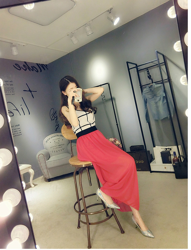 KF519 Chiffon Skirt Red