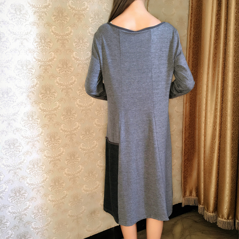 KF521 Trendy Long Sleeved Dress Grey