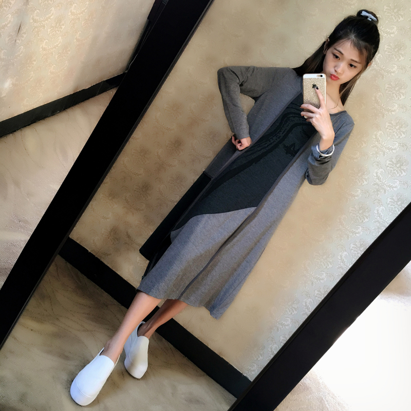 KF521 Trendy Long Sleeved Dress Grey