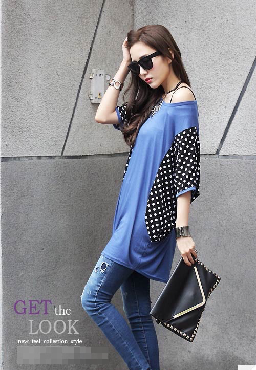 KF529 Sleeved Top Blue