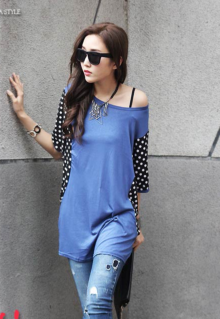 KF529 Sleeved Top Blue