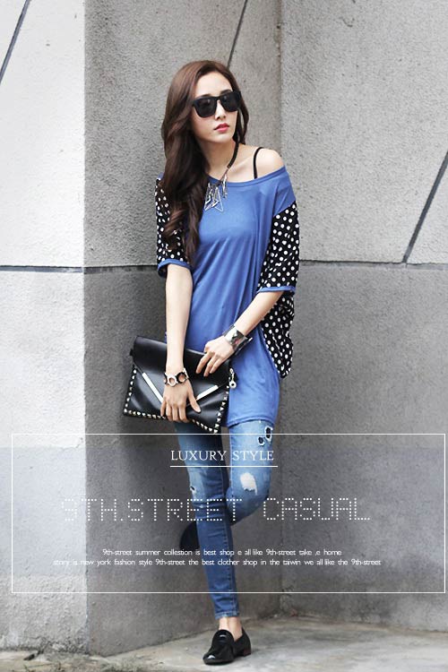 KF529 Sleeved Top Blue