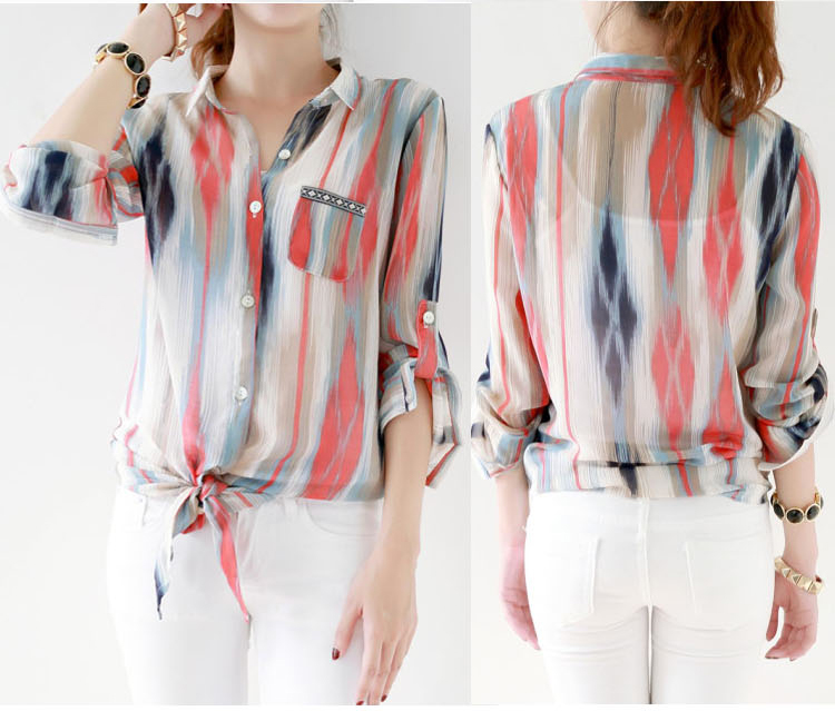 KF544 Pretty Long Sleeved Chiffon Top As Picture